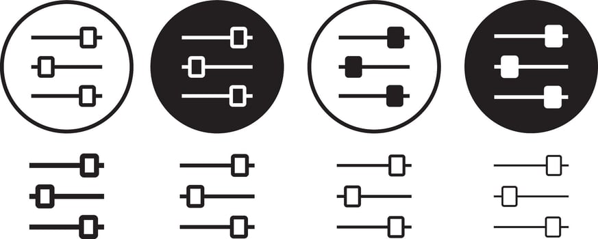 Settings sliders icon set . icon set outline symbol illustration, vector