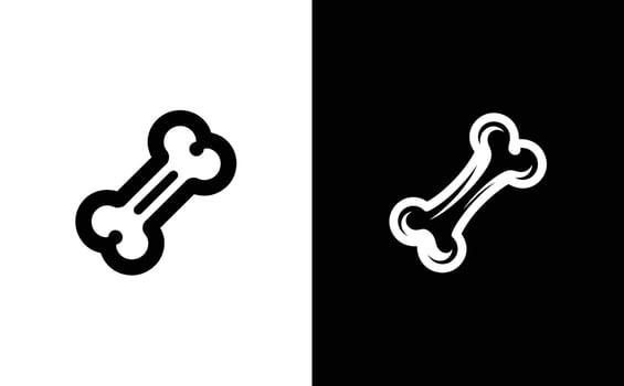 Bone Outline Symbol, Black Rounded Edges, Cartoonish Design, Veterinary Element vector