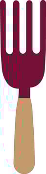 Kitchen Fork Cartoon Cooking Utensil with Wooden Handle in flat style vector
