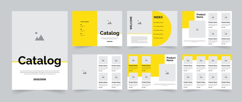 Multipurpose product catalog design yellow catalogue layout A4 size vector