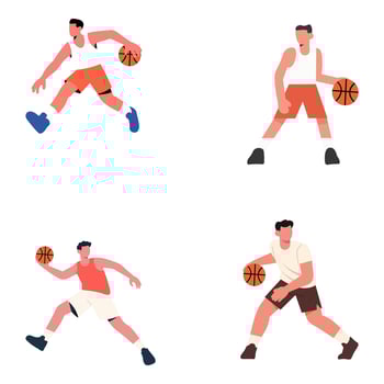 Dynamic Basketball Players in Action, Ready to Play vector