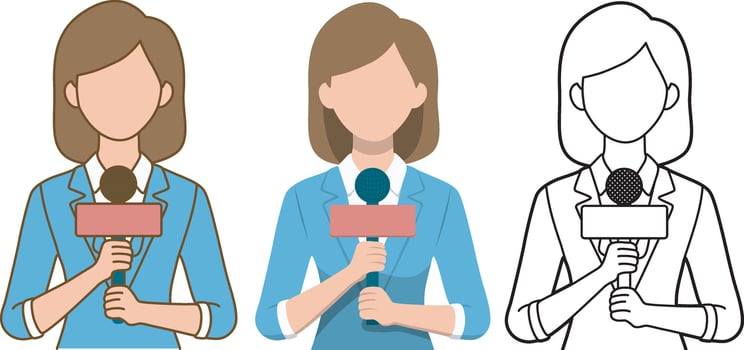 Female Journalist Avatar Illustration. vector