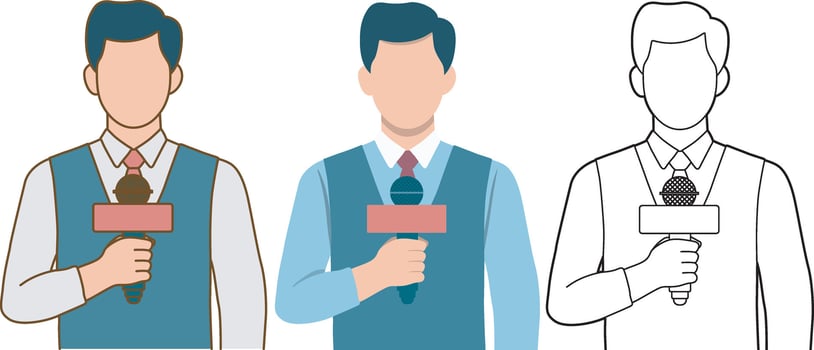 Male Journalist Avatar Illustration. vector