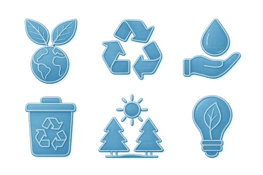 Simple Environmental Icons Set Featuring Nature and Sustainability png