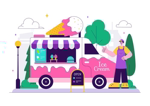 Flat Cartoon Ice Cream Store Design for Summer Treats and Cool Flavors vector