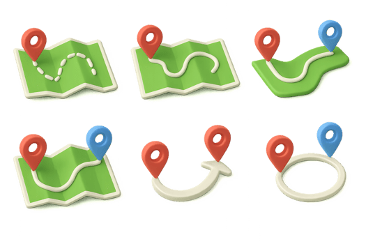 Simple 3D Map Icons for Navigation and Directional Guidance png