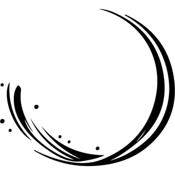 Sport emblem of rounded curl in the shape of a half ring for design in monochrome. Engraving minimalistic image in black ink drawing on white background vector
