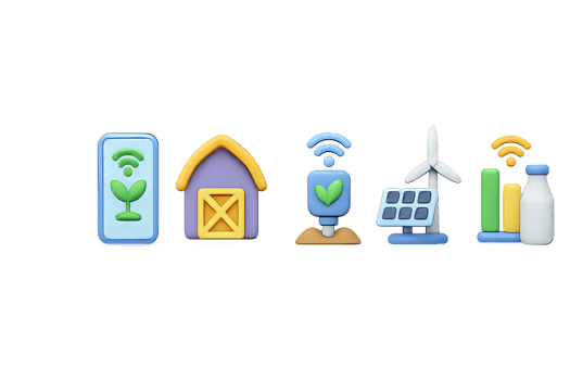 Colorful Icons Representing Smart Farming Technologies and Concepts png