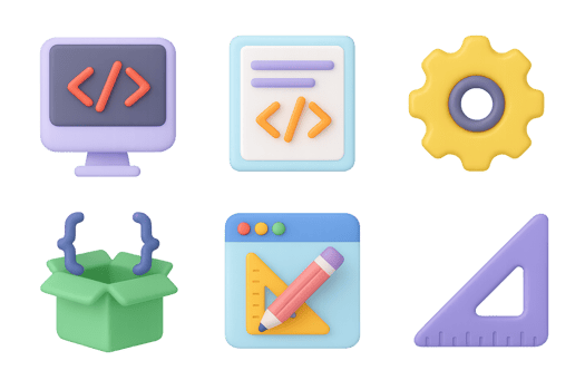 Colorful 3D Design Icons for Simple User Interface Elements png
