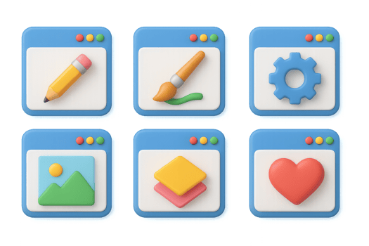 Simple 3D Icons Set for Creative Composition and Design Projects png