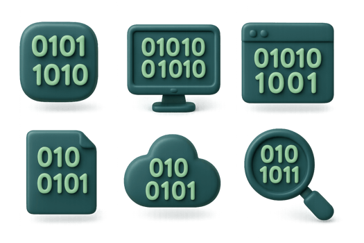 Simple Binary Code Icons for Digital Design and Programming Needs png