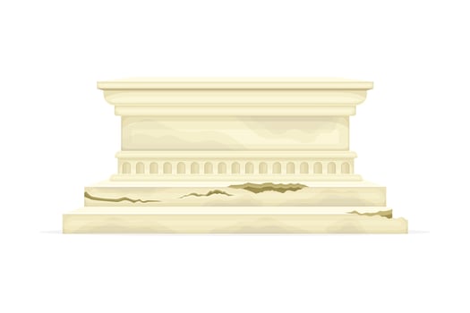 Ancient Greek or Rome empire temple, palace fragment. Ruined marble pillar illustration vector