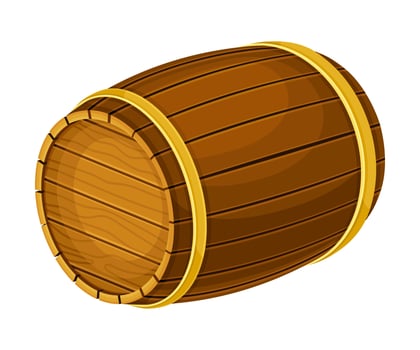 Old wooden barrel, oak cask for storing alcoholic beverages illustration vector