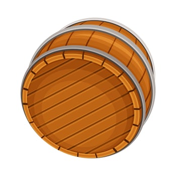 Wooden barrel, old cask for storing alcoholic beverages illustration vector