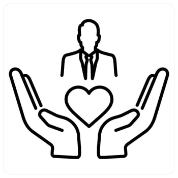 Caring and care icon in black line color vector