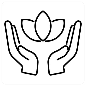 Meditation icon concept in black line color vector