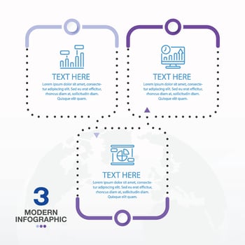 Square infographic with 3 process. vector