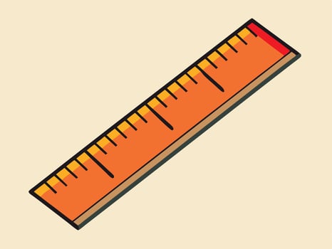 Orange Ruler with Black Markings on a Cream Colored Background vector