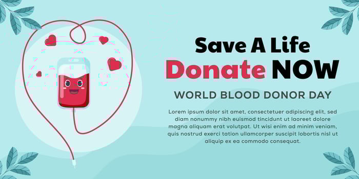 world blood donor day horizontal banner illustration in flat style vector