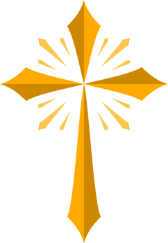 Yellow cross with light rays png