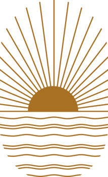 Brown sun with wave sea boho png