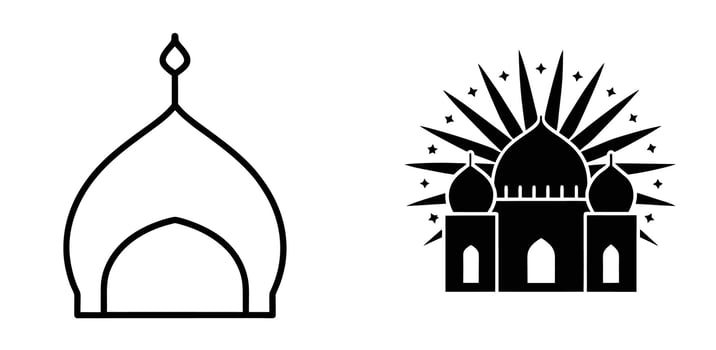 Simple mosque icons dome minaret islamic architecture design vector