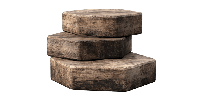 Three wooden cubes stacked on top of each other png