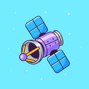 Satellite Floating In Space Cartoon vector