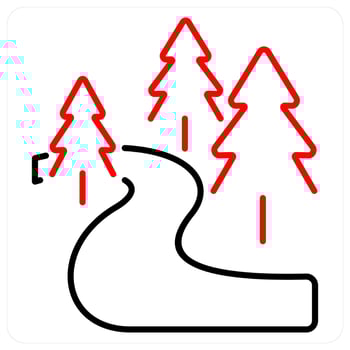 Forest icon concept in red bold line color vector