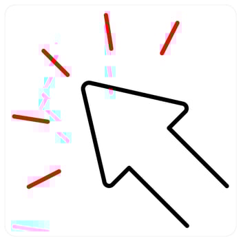 Click icon concept in red bold line color vector