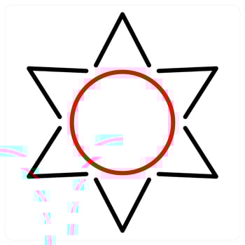 Sun icon concept in red bold line color vector