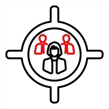 Target Audience icon concept in red bold line color vector