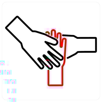 Teamwork icon concept in red bold line color vector