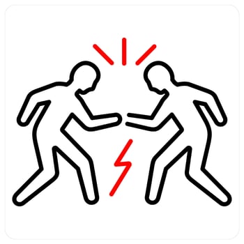 Confrontation icon concept in red bold line color vector