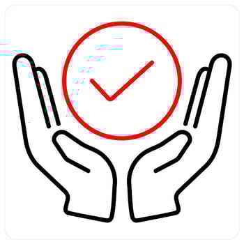 Support and accept icon concept in red bold line color vector