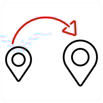 Distance icon concept in red bold line color vector
