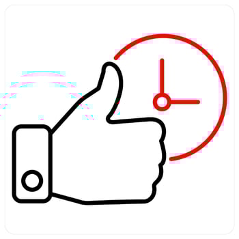Punctuality icon concept in red bold line color vector