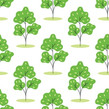 Young trees with bright green leaflets seamless pattern vector