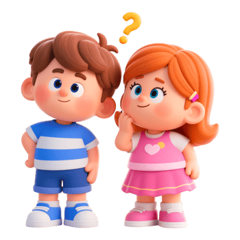 Curious Cartoon Kids Wondering With a Question Mark png