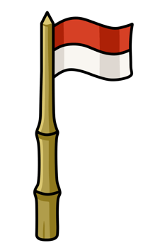 Illustration of Indonesian Flag Tied to Bamboo png