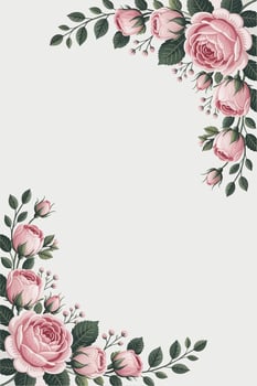 Pink roses and leaves on a white background vector