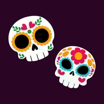 Mexican skull, cinco de mayo, flat illustration, , isolated on white background vector