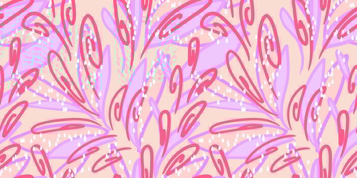Contemporary seamless pattern with abstract swirling shapes in soft pink and violet, purple tones. Unique organic shapes, flowing lines, and dynamic composition print. Perfect design vector