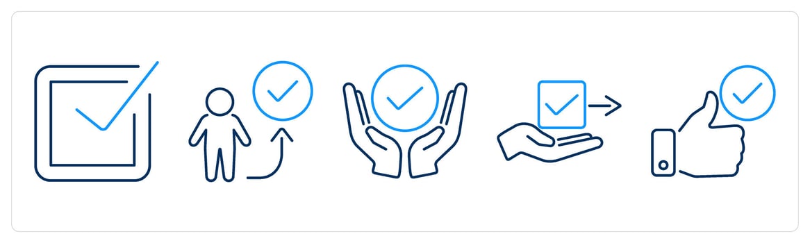 5 Checkmark icons as tick, right way, support vector