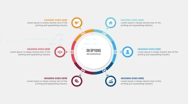Six Option Circular Cycle Infographic Template vector