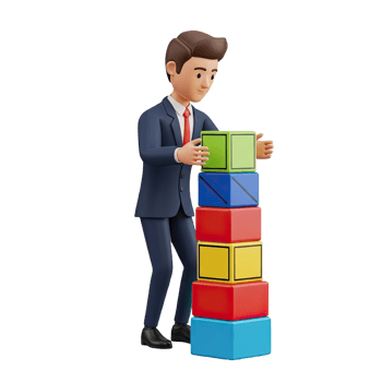 Businessman Building Colorful Blocks Tower png