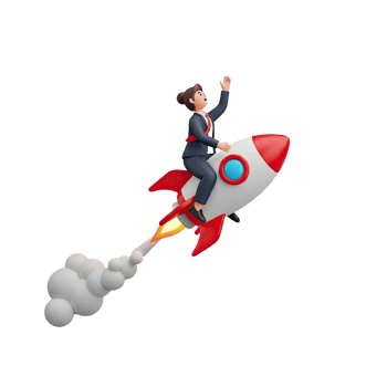 Businesswoman Riding Rocket to Success png