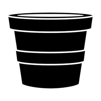 Plant pot flat icon. black symbol. Pictogram is isolated on a white background. Trendy flat style illustration for web site design, , ads, apps, user interface. vector