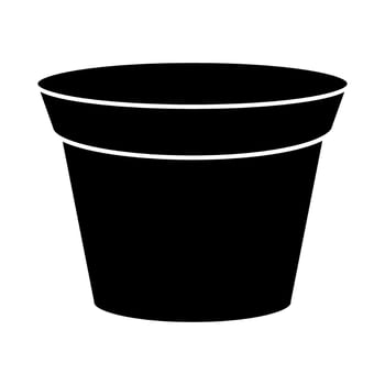 empty flower pot icon over white background, silhouette style, illustration vector