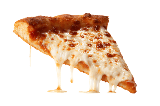 Slice of Pizza with Melted Cheese Isolated on Transparent Background Perfect Clipping png